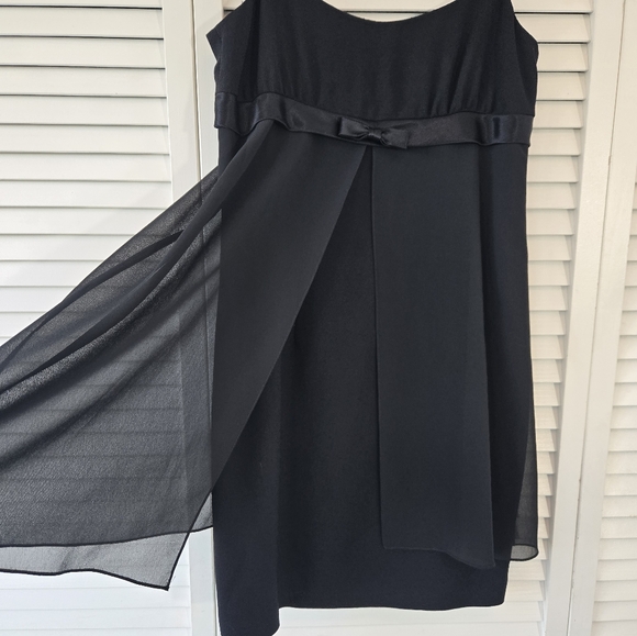 Donna Ricco Petite dress with sheer overlay. Front bow. Empire waist. Size 2 - Picture 6 of 7